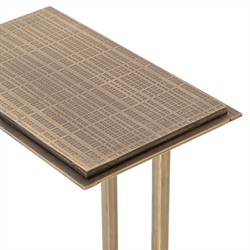 Damian Industrial Loft Slim Rectangular Antique Brass Side End Table|