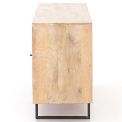 Emilie Coastal Beach 4 Door Natural Cane Mango Wood Metal Legs Sideboard|