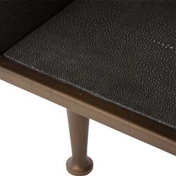 Ena Mid Century Grey Shagreen Wrapped Brass Accent Nightstand|