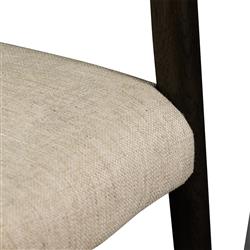 George Mid Century Beige Upholstered Black Oak Wood Ladder Back Dining Chair|