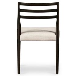 George Mid Century Beige Upholstered Black Oak Wood Ladder Back Dining Chair|