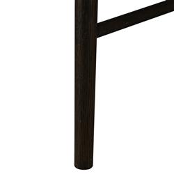 George Mid Century Beige Upholstered Black Oak Wood Ladder Back Dining Chair|