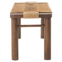 Jacob Coastal Beach Beige Cotton Rope Brown Mahogany Wood Frame Bench|