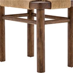 Jacob Coastal Beach Cotton Rope Wrapped Brown Mahogany Rounded Legs Stool|