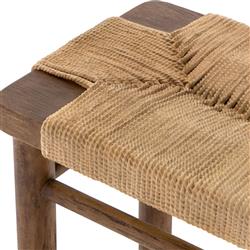 Jacob Coastal Beach Cotton Rope Wrapped Brown Mahogany Rounded Legs Stool|