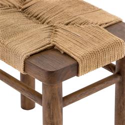 Jacob Coastal Beach Cotton Rope Wrapped Brown Mahogany Rounded Legs Stool|
