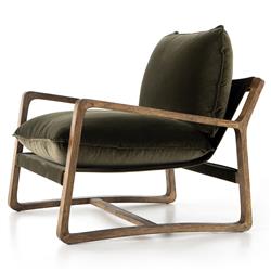 Ailyn Rustic Lodge Green Upholstered Brown Wood Occasional Arm Chair|