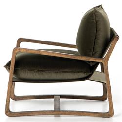 Ailyn Rustic Lodge Green Upholstered Brown Wood Occasional Arm Chair|