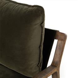 Ailyn Rustic Lodge Green Upholstered Brown Wood Occasional Arm Chair|