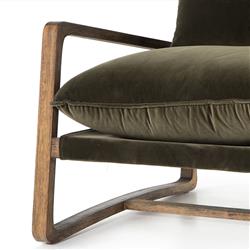 Ailyn Rustic Lodge Green Upholstered Brown Wood Occasional Arm Chair|