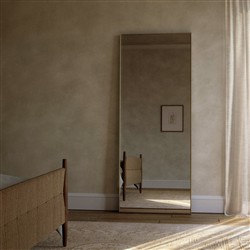 Ian Modern Slim Gold Stainless Steel Border Rectangular Floor Mirror|