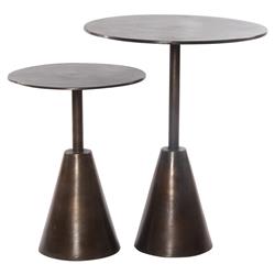 Ren Industrial Loft Antique Rust Round Outdoor Side End Table - Set of 2|