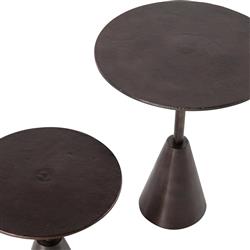 Ren Industrial Loft Antique Rust Round Outdoor Side End Table - Set of 2|
