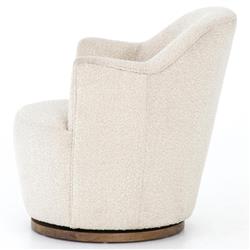 Samuel French Country Beige Performance Boucle Brown Wood Swivel Arm Chair|
