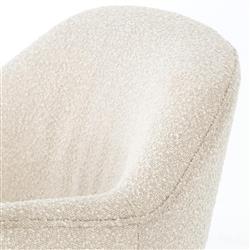 Samuel French Country Beige Performance Boucle Brown Wood Swivel Arm Chair|