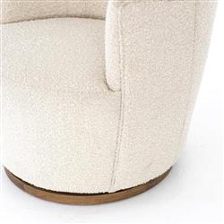 Samuel French Country Beige Performance Boucle Brown Wood Swivel Arm Chair|