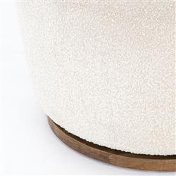 Samuel French Country Beige Performance Boucle Brown Wood Swivel Arm Chair|