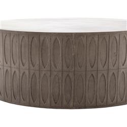 Jeremy Modern Classic Grey Concrete Round Outdoor Drum Coffee Table|