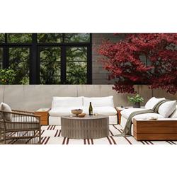 Jeremy Modern Classic Grey Concrete Round Outdoor Drum Coffee Table|