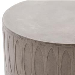Jeremy Modern Classic Grey Concrete Round Outdoor Drum End Table|