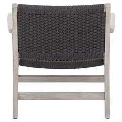 Dion Coastal Beach Dark Grey Woven Rope Weathered Teak Wood Outdoor Arm Chair|