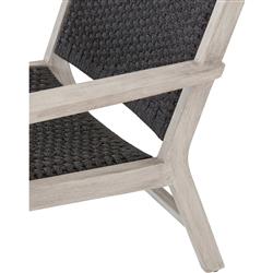 Dion Coastal Beach Dark Grey Woven Rope Weathered Teak Wood Outdoor Arm Chair|
