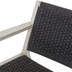 Dion Coastal Beach Dark Grey Woven Rope Weathered Teak Wood Outdoor Arm Chair|