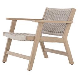 Dion Coastal Light Grey Woven Rope Washed Natural Teak Wood Outdoor Arm Chair|