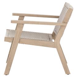 Dion Coastal Light Grey Woven Rope Washed Natural Teak Wood Outdoor Arm Chair|