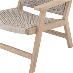 Dion Coastal Light Grey Woven Rope Washed Natural Teak Wood Outdoor Arm Chair|