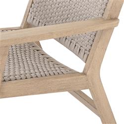 Dion Coastal Light Grey Woven Rope Washed Natural Teak Wood Outdoor Arm Chair|