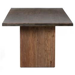 Nora Rustic Lodge Beige Walnut Wood Grey Iron Strap Rectangular Dining Table - 94"W|