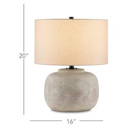 Vivian Industrial Loft Round Beige Linen Shade Grey Concrete Table Lamp|