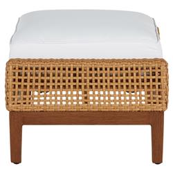 Peninsula Coastal Beach Brown Woven Wicker Outdoor Ottoman|