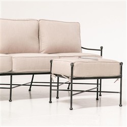 Aurore French Beige Cushion Metal Outdoor Rectangular Ottoman|