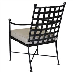 Aurore French Beige Cushion Metal Outdoor Dining Arm Chair|
