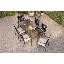 Aurore French Beige Cushion Metal Outdoor Dining Arm Chair|