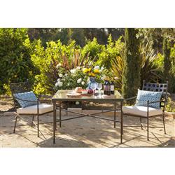 Aurore French Beige Cushion Metal Outdoor Dining Arm Chair|