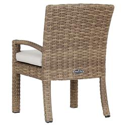 Aria Coastal Beige Cushion Brown Outdoor Dining Arm Chair|