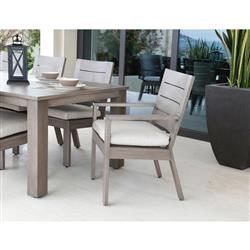 Ezra Modern Taupe Grey Aluminum Beige Outdoor Dining Side Chair|