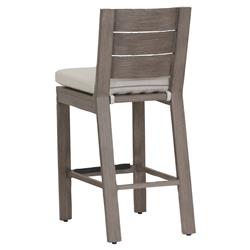 Ezra Modern Taupe Grey Aluminum Beige Cushion Outdoor Bar Stool|