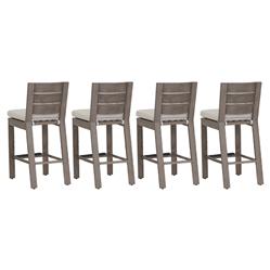 Ezra Modern Taupe Grey Aluminum Beige Cushion Outdoor Bar Stool|