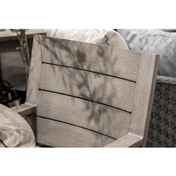 Ezra Modern Taupe Grey Aluminum Beige Outdoor Dining Arm Chair|