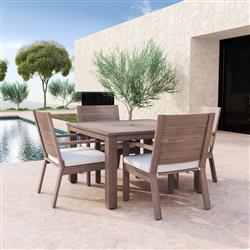 Ezra Modern Taupe Grey Aluminum Beige Outdoor Dining Arm Chair|