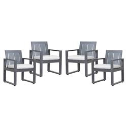 Finn Modern Grey Cushion Metal Outdoor Dining Arm Chair|