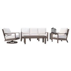 Ezra Modern Taupe Grey Aluminum Rectangular Outdoor Coffee Table|