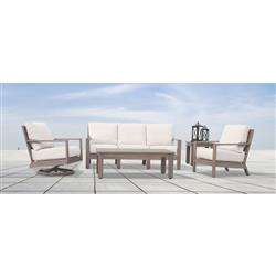 Ezra Modern Taupe Grey Aluminum Rectangular Outdoor Coffee Table|