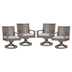 Ezra Modern Taupe Grey Aluminum Beige Outdoor Swivel Arm Chair|