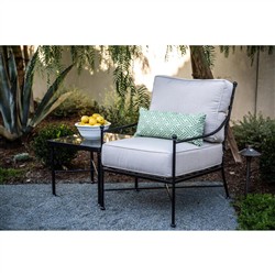 Aurore French Beige Cushion Metal Outdoor Club Arm Chair|