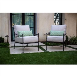 Aurore French Beige Cushion Metal Outdoor Club Arm Chair|